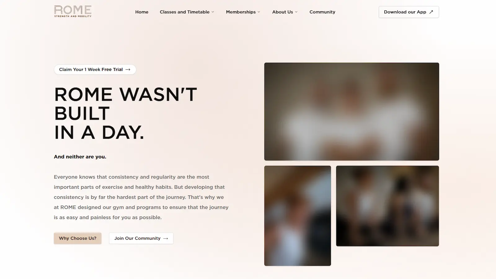 Rome Gym Thumbnail of landing page